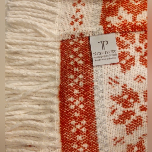 🎁Texteis Penedo Holiday Throw Blanket - Iced Red Snowflakes - Picture 7 of 8